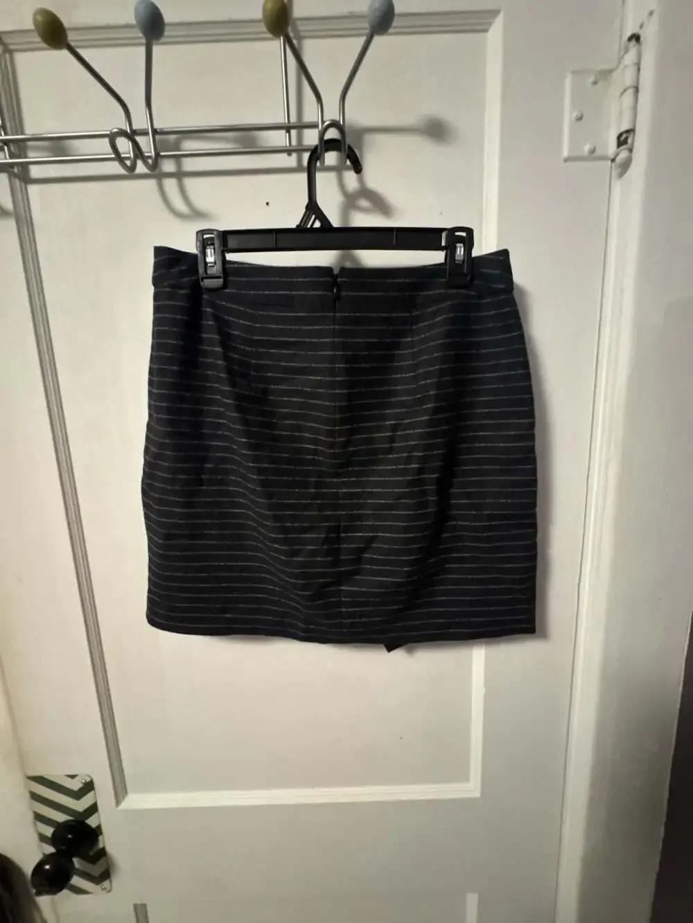 Madewell Gray Pinstripe Asymmetrical Wrap Wool Cotton Blend Mini Skirt C9855